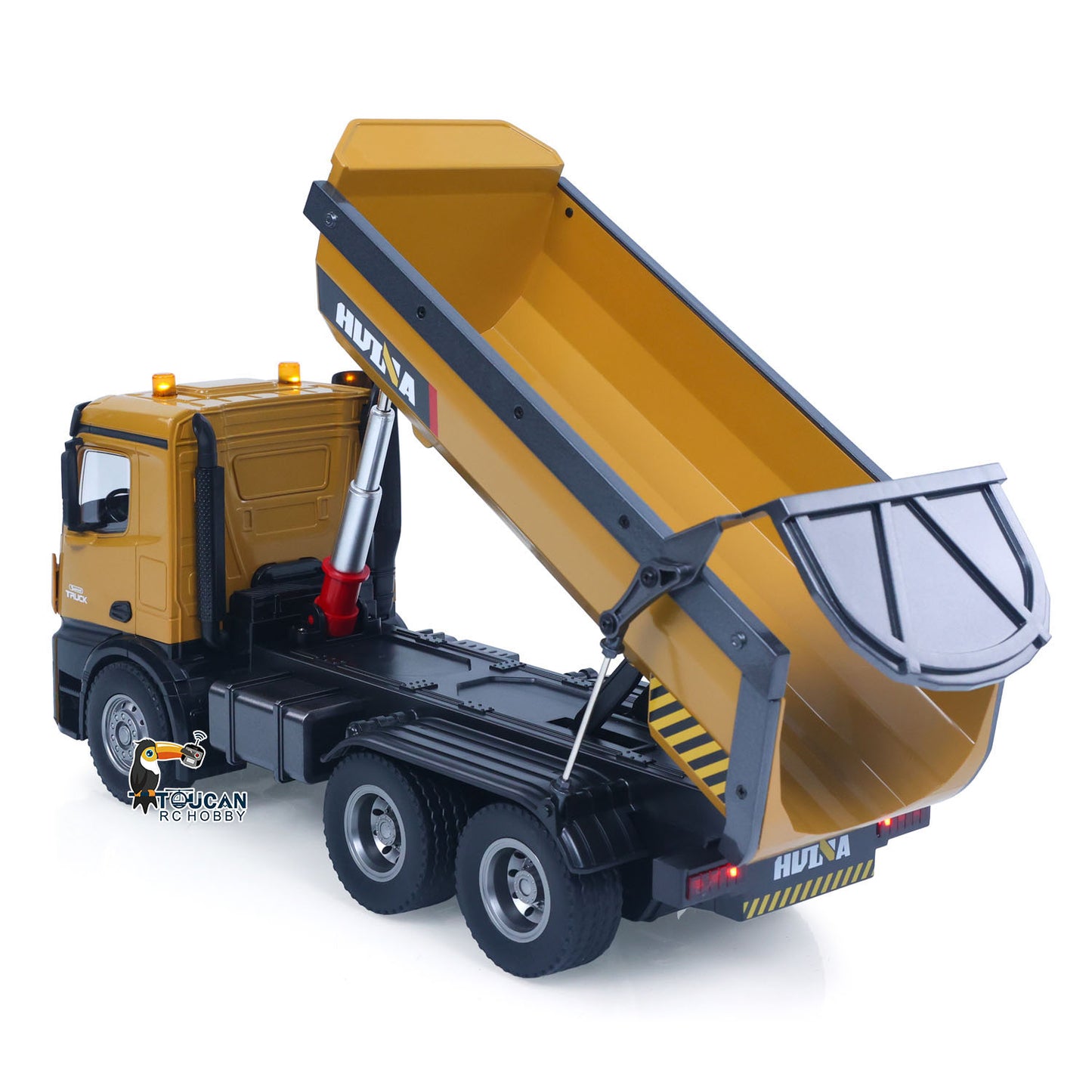 HUINA 1/14 Electric RC Dump Truck 573 Remote Control Tipper Model Vehicle Flowing Water Light Sound Effect 2.4G Radio Battery