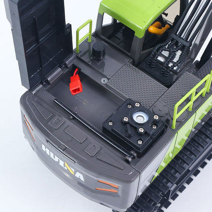 RTR HUINA 1/18 Electric RC Excavator 1661 Remote Control Digger Finished Model Battery Light Effects Metal Bucket No Sound