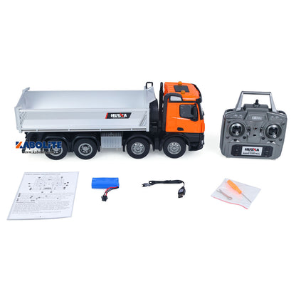 IN Stock HUINA 1536-1 1/14 8X8 Metal Remote Control Dump Truck Electric Lifting with Light Sound System for RC Tipper Hobbyists