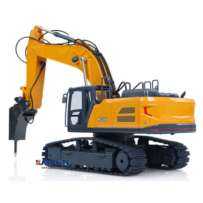 IN Stock HUINA XE1260 1/18 Electric RC Excavator Remote Control Digger with Metal Bucket Breaker Hammer Lights Sound for Construction Hobbyists