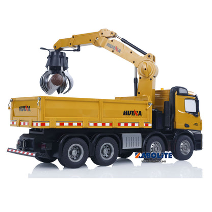 Fast Free Shipping for EU HUINA 1538 1/14 RC Timber Grab Dumper Truck with Light Sound 26CH 2.4G Radio Controller for Scale Machinery Enthusiasts