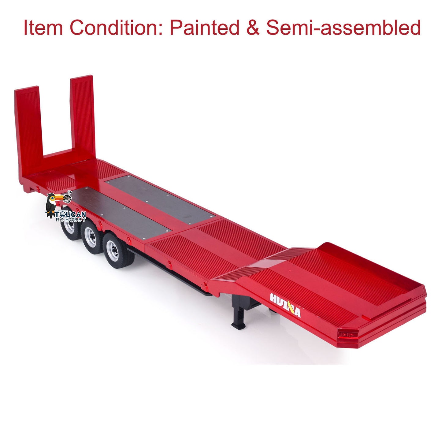 3 Axles Plastic Semi Trailer Flatbed 1502 for 1/18 Remote Control Tractor Truck HUINA 1501 RC Lorry Car Model Upgrade Parts
