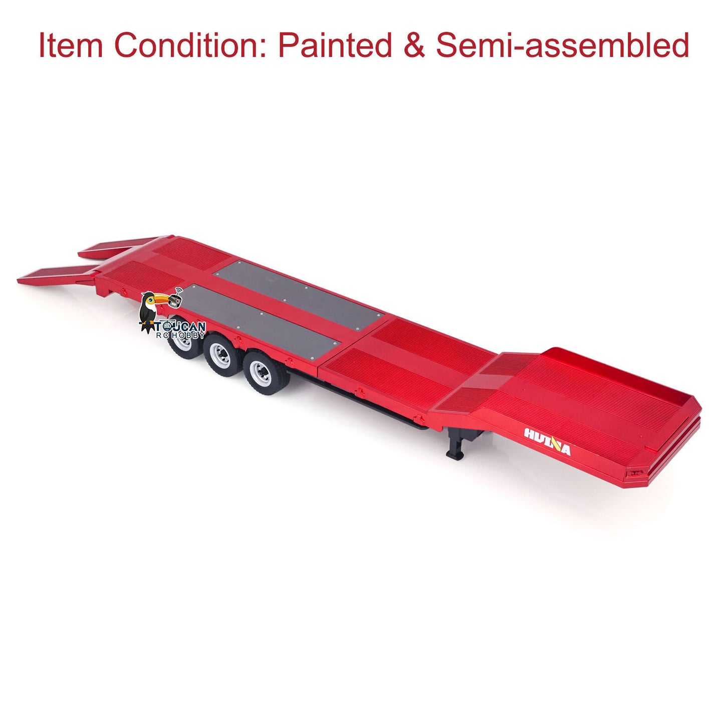 3 Axles Plastic Semi Trailer Flatbed 1502 for 1/18 Remote Control Tractor Truck HUINA 1501 RC Lorry Car Model Upgrade Parts
