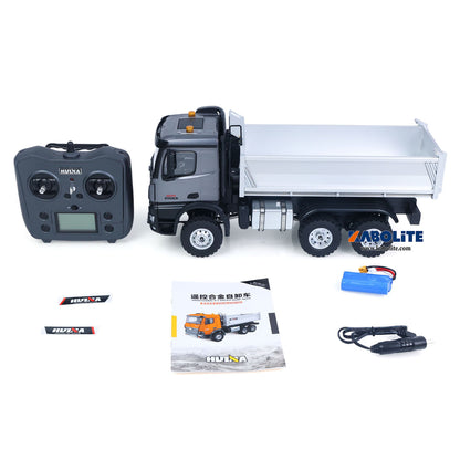 IN Stock HUINA 1598PRO 1/14 6X6 Metal Remote Control Dump Truck Engineering Vehicle Electric RC Tipper Model with Light Sound System
