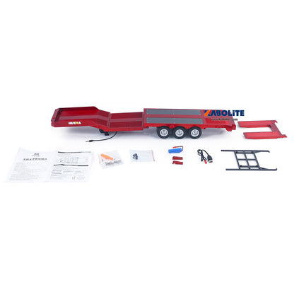IN Stock HUINA 1502 1/18 3 Axles Plastic Semi Trailer Flatbed with Electric Tailboard Lifting Legs for RC Tractor Truck 1501 Lorry Model