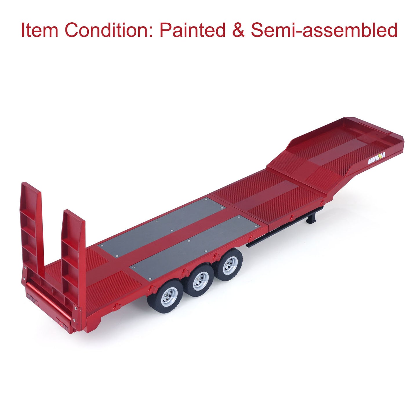 3 Axles Plastic Semi Trailer Flatbed 1502 for 1/18 Remote Control Tractor Truck HUINA 1501 RC Lorry Car Model Upgrade Parts