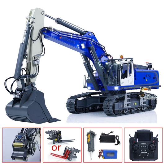Kabolite K970-100S Pro Version 1/14 Hydraulic RC Excavator Digger Metal Construction Vehicles Ready to Run with Smoker Light Sound