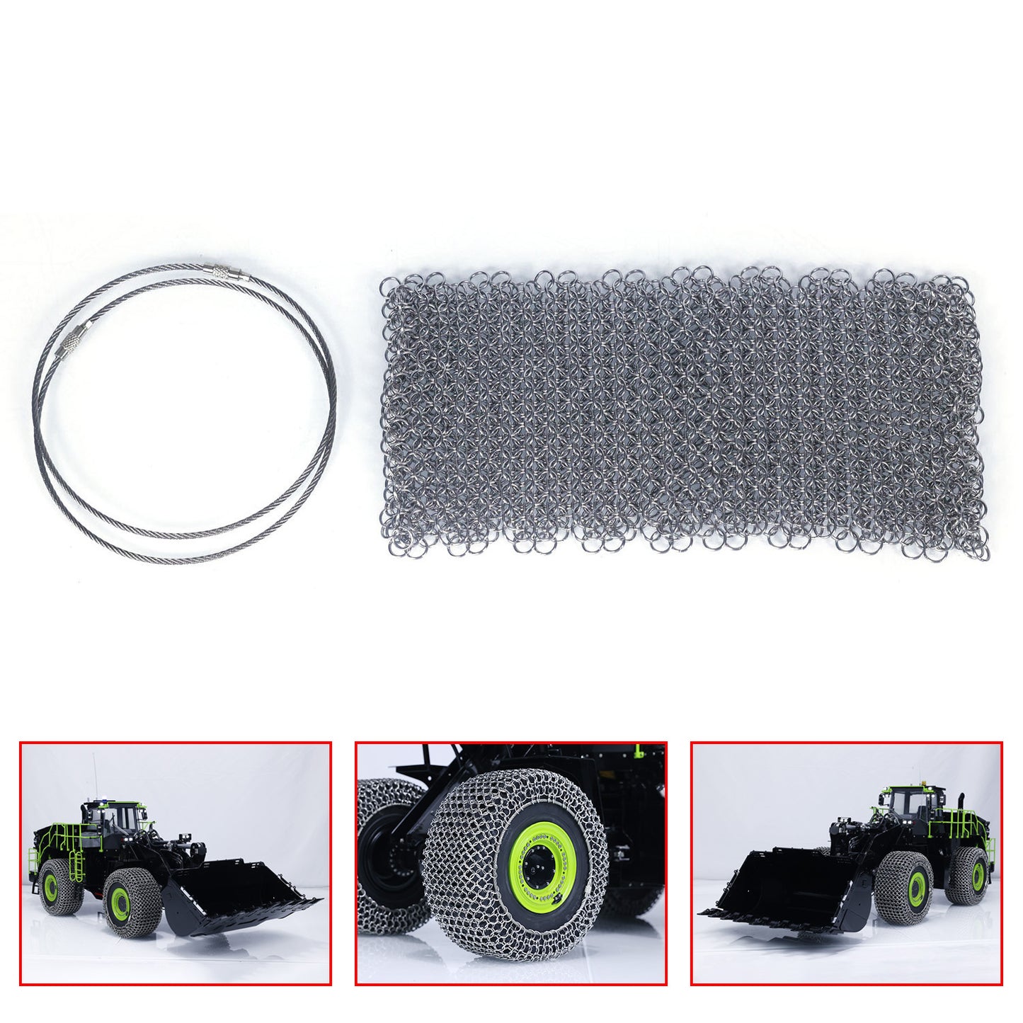 IN Stock Metal Tyre Chain for 1/14 K988 100/100S DIY Upgrade Spare Parts RC Hydraulic Loader Construction Vehicle