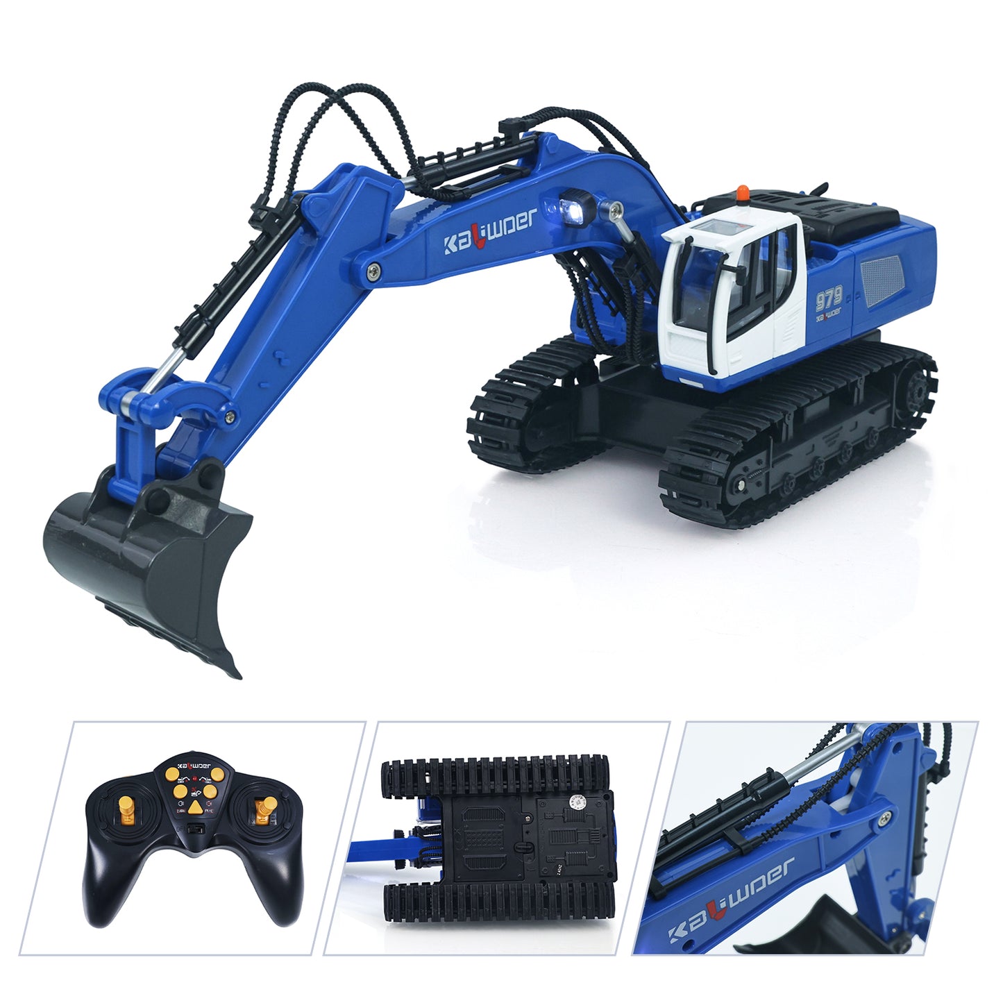 US Stock HUINA 1/18 13550 11CH RC Excavator Remote Control Digger Model 350 Degree Body Rotate 2.4G Radio System 3.7V Battery USB Charger