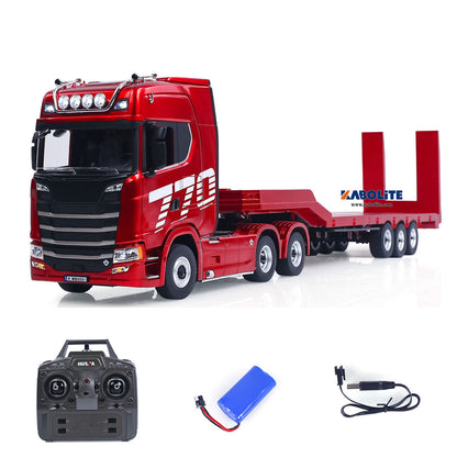IN Stock HUINA 770S 1/18 6x4 RC Tractor Truck 1501A with 3Axle Plastic Semi Flatbed Trailer Electric Support Legs Tail Board Light System