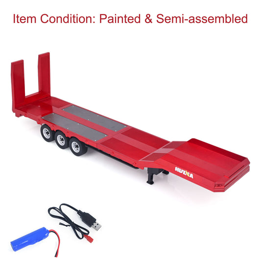 EU Stock Plastic 1502 3 Axle Semi Trailer Flatbed for 1/18 HUINA 1501 Remote Control Tractor Truck RC Lorry Car Model Upgrade Parts