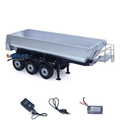 US Stock KABOLITE 1/14 Metal RC Semi Trailer Dumper Electric Lifting for 770S-100 5801 Tractor Truck Light Support Leg Charger Battery ESC