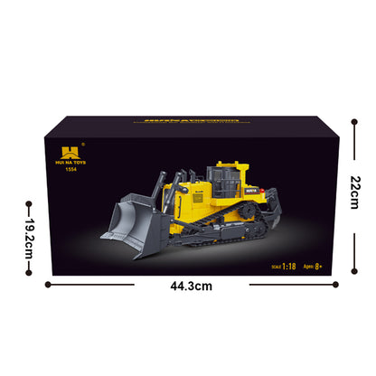 HUINA 1/16 Electric Remote Control Bulldozer 1554 RC Dozer Finished Model Metal Ripper Light Effect Battery Ready to Run
