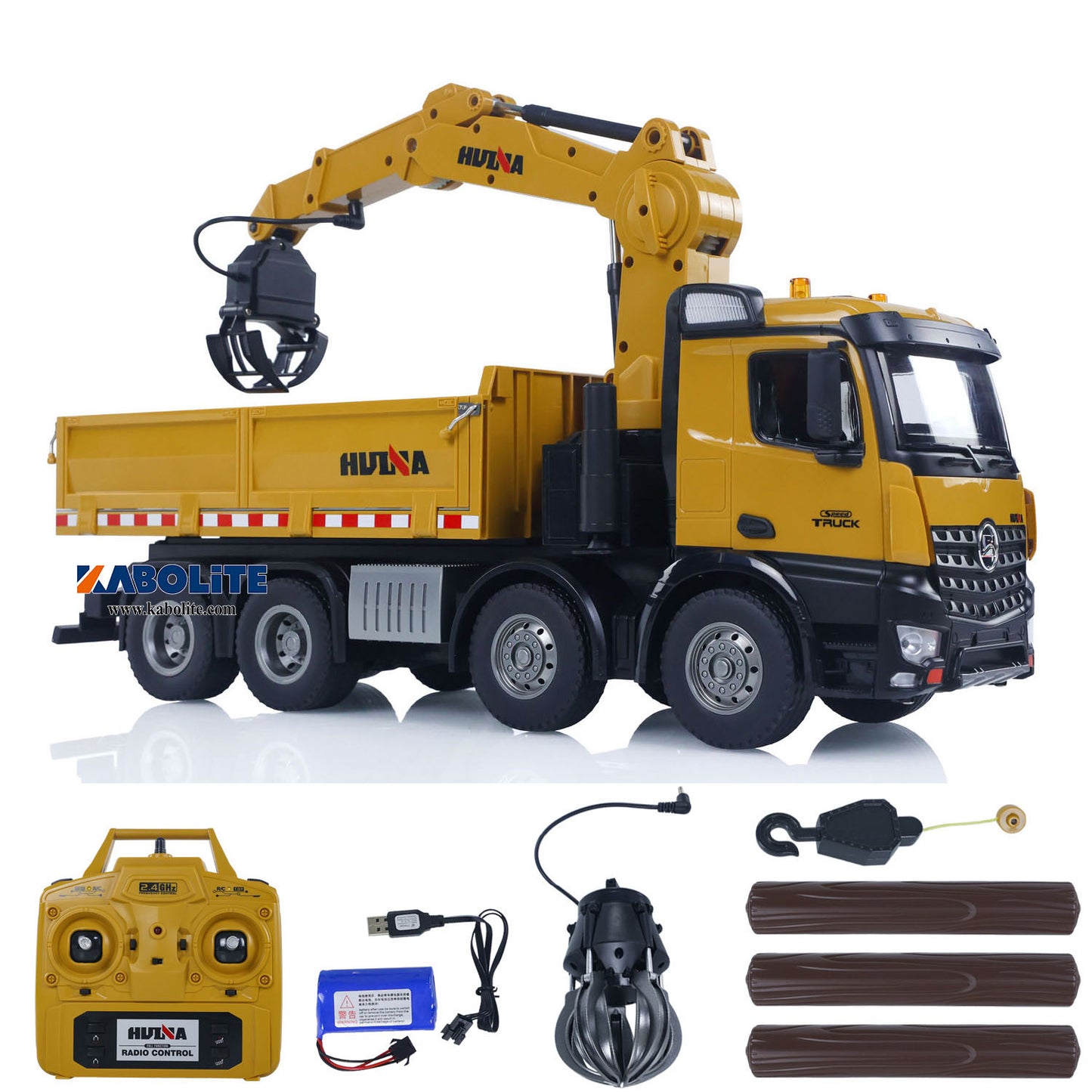 IN Stock HUINA 1538 1/14 RC Timber Grab Dumper Truck with Light Sound 26CH 2.4G Radio Controller for Scale Machinery Enthusiasts