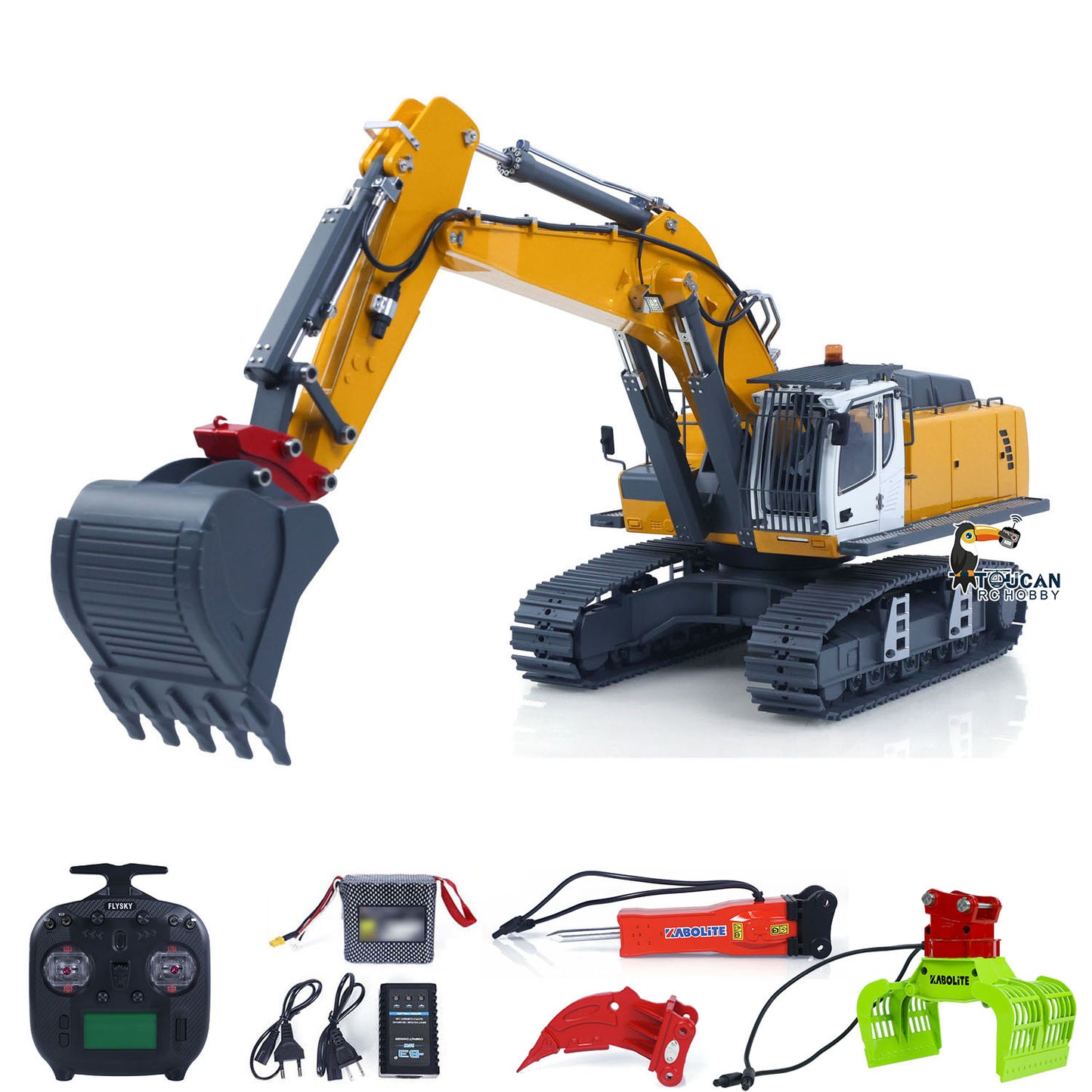 New Released! KABOLITE 1/18 K962 100S Remote Control Hydraulic Excavator RC Digger Electric Claw Ripper Hammer Construction Car Machine Toys