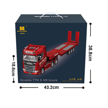 770S 1/18 Remote Control Tractor Truck 770S Electric Support Legs Tail Board 3Axle Plastic Semi Flatbed Trailer RTR Light System