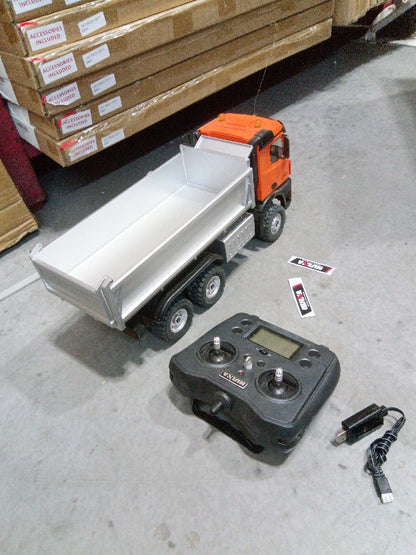 Fast Free Shipping Second Hand US Stock 2.4Ghz 1/14 HUINA 1598 6*6 RC Dumper&nbsp; Engineering Transport Vehicle Lifting Rod Tipper Car Light Sound Battery Toys