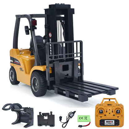 HIUNA 577 1/14 Electric Lifting Remote Control Forklift Model RC Construction Vehicle Battery Light Sound Effect Battery
