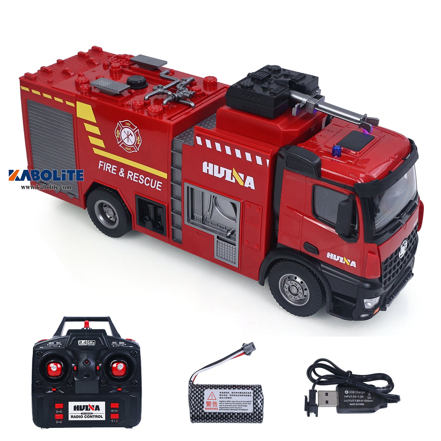 IN Stock HUINA 562 1/14 RC Fire Truck with Water Spray Light Sound 2.4G Remote Controller for Rescue Vehicle Enthusiasts