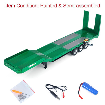 3 Axles Plastic Semi Trailer Flatbed 1502 for 1/18 Remote Control Tractor Truck HUINA 1501 RC Lorry Car Model Upgrade Parts
