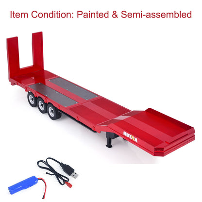 3 Axle Plastic Semi Trailer Flatbed 1502 for 1/18 Remote Control Tractor Truck HUINA 1501 RC Lorry Car Model Upgrade Parts