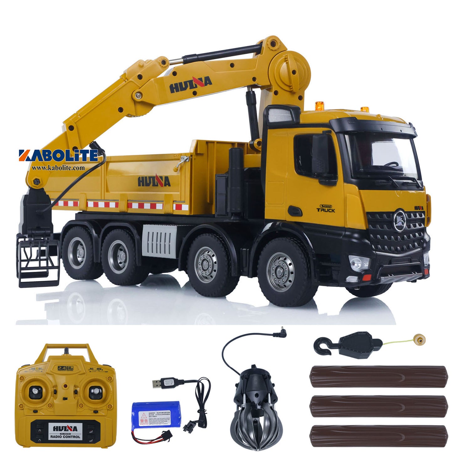 Fast Free Shipping for EU HUINA 1538 1/14 RC Timber Grab Dumper Truck with Light Sound 26CH 2.4G Radio Controller for Scale Machinery Enthusiasts