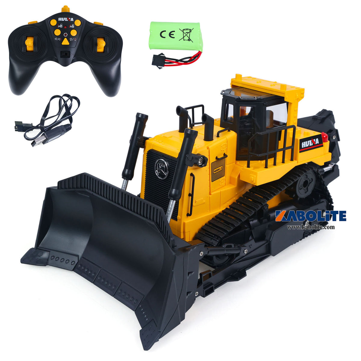 IN Stock HUINA 1554 1/16 Electric Remote Control Bulldozer with Metal Ripper Light Sound Effect for Construction Vehicle Hobbyists