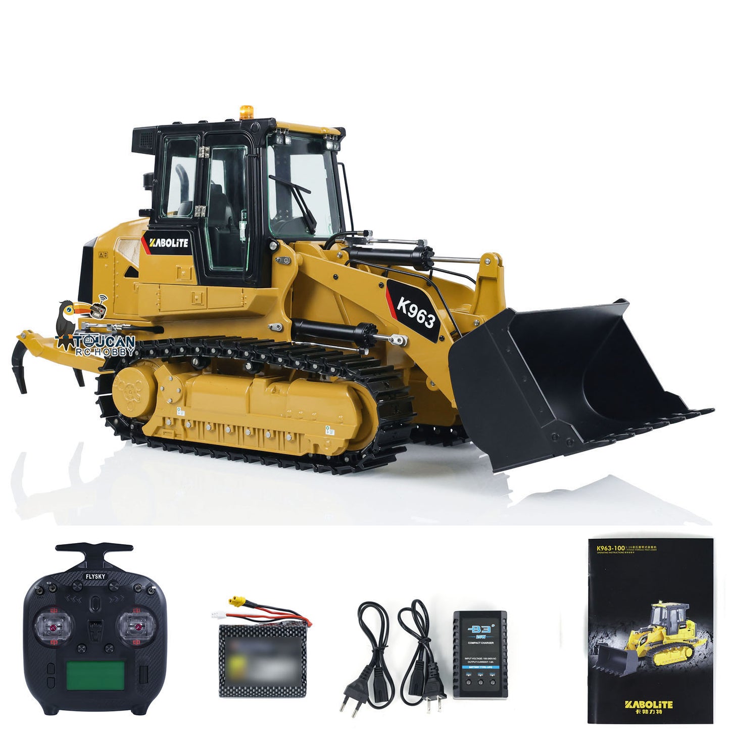 Second Hand US Warehouse Kabolite 1/16 K963 100 Hydraulic RC Loader K963-100 Radio Control Construction Vehicles Lights Battery Ready To Run