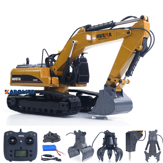 Limited-Time Sale US Stock HUINA 580 1/14 Metal Excavator Model Engineering Vehicle Electric Ball Grabber 360 Rotating Shear Claw Sound Lights