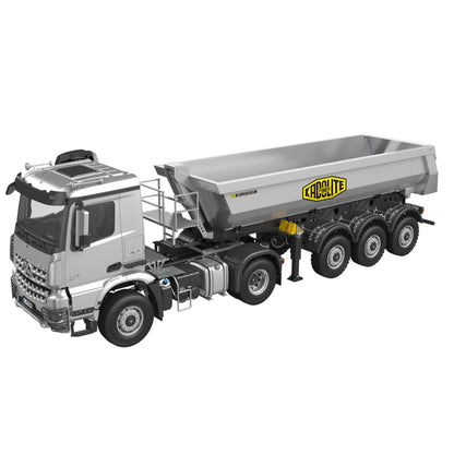 Kabolite K5801 Car 1/14 Scale 4X4 RC Tractor Truck 3Axles AWD W/ Electric Lifting Hopper Dump Trailer Tipper Battery