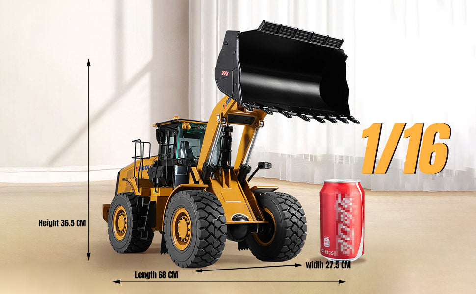 KABOLITE K966 2.4G 1/16 Hydraulic RC Loader Radio Control Truck 966 Electric Car DIY Model 7500mAh Battery Light System