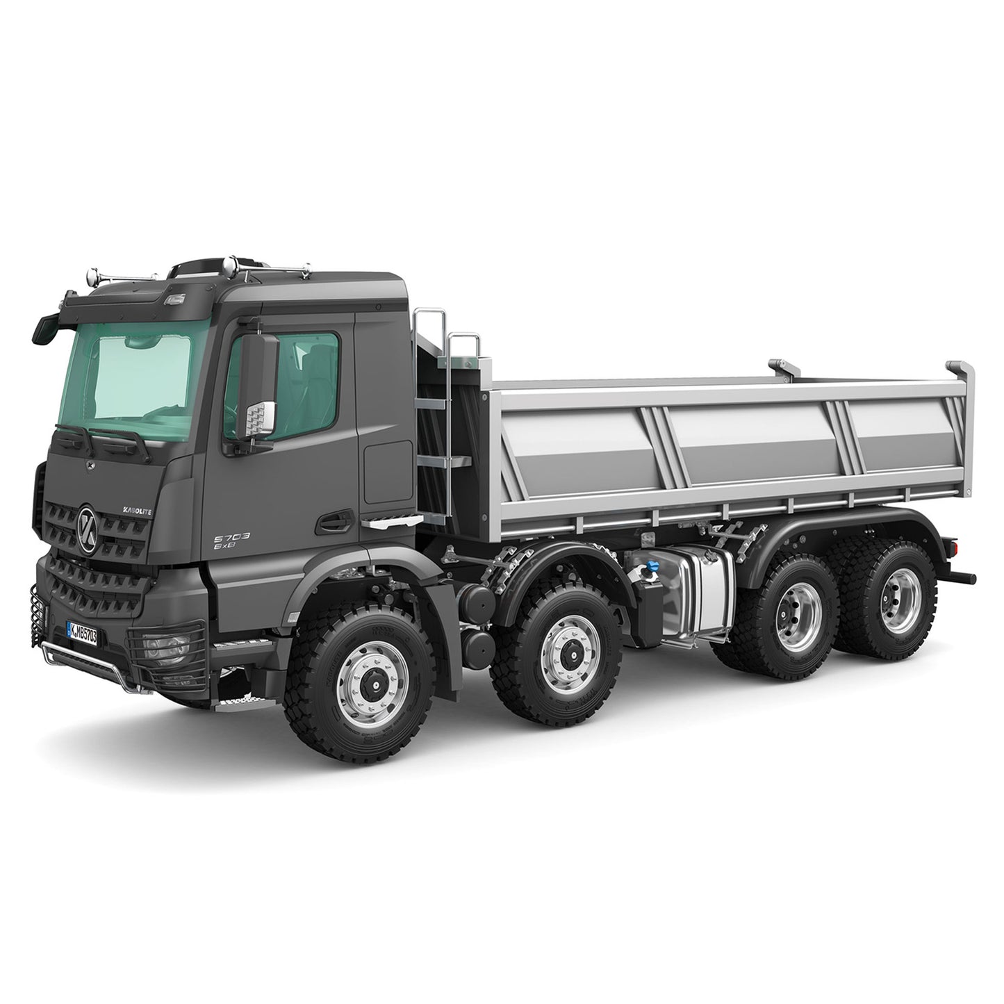 Kabolite 1/14 Electric RC Dump Truck 5703 8X8 Remote Control Tipper Model 2Speed Transmission Lights Sounds Battery Charger
