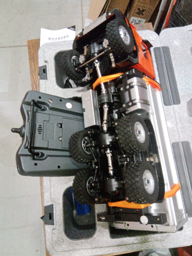 Fast Free Shipping Second Hand US Stock 1/14 HUINA 1598 2.4G Remote Control Dumper 6x6 Engineering Transport Vehicle Lifting Rod Tipper Car Light Sound Battery
