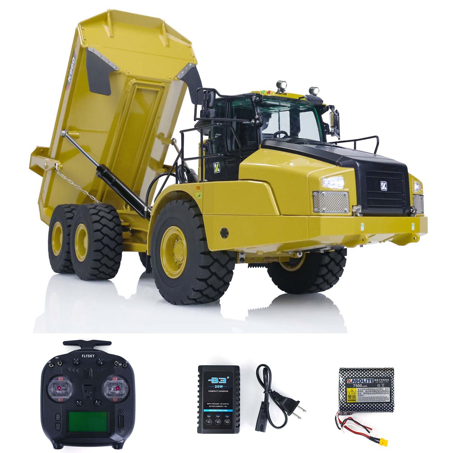 Flash Sale US Stock KABOLITE K960 1/20 RC Hydraulic Articulated Truck 6x6 Remote Control Dumper Cars Lights System ST8 Transmitter Battery