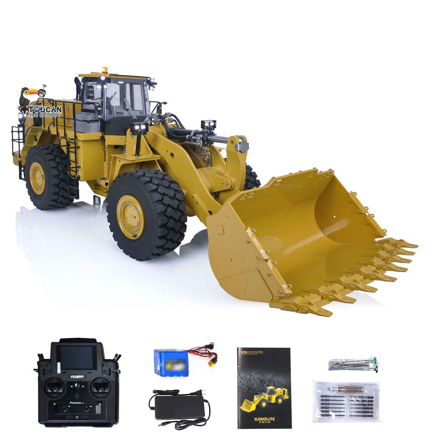 2Speed Kabolite 1/14 K988 PRO Hydraulic RC Loader Metal Heavy Vehicle PL18 Lite 6CH Valve Axle Lock Battery Light Sound Radio Control Truck Model