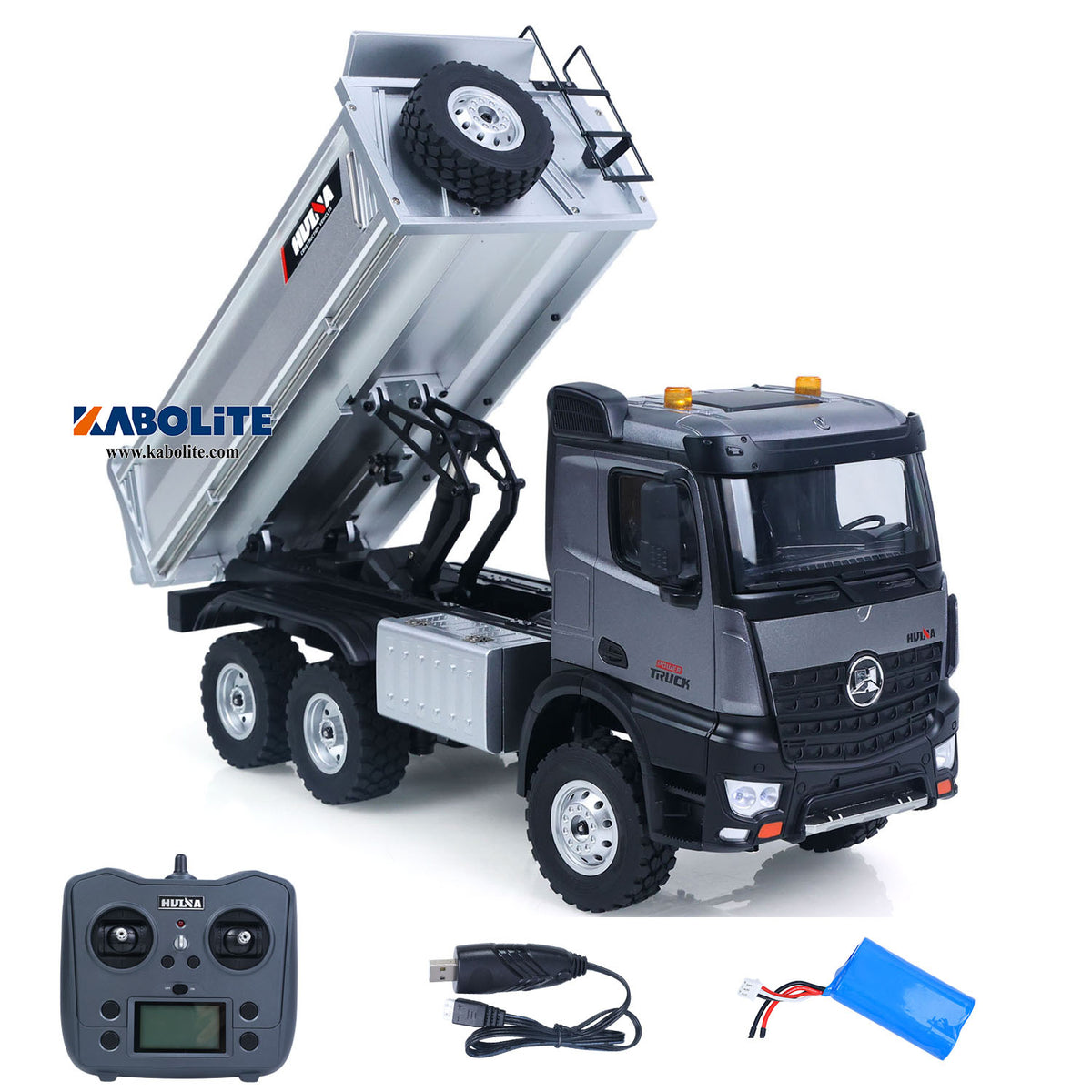 IN Stock HUINA 1598PRO 1/14 6X6 Metal Remote Control Dump Truck Engineering Vehicle Electric RC Tipper Model with Light Sound System