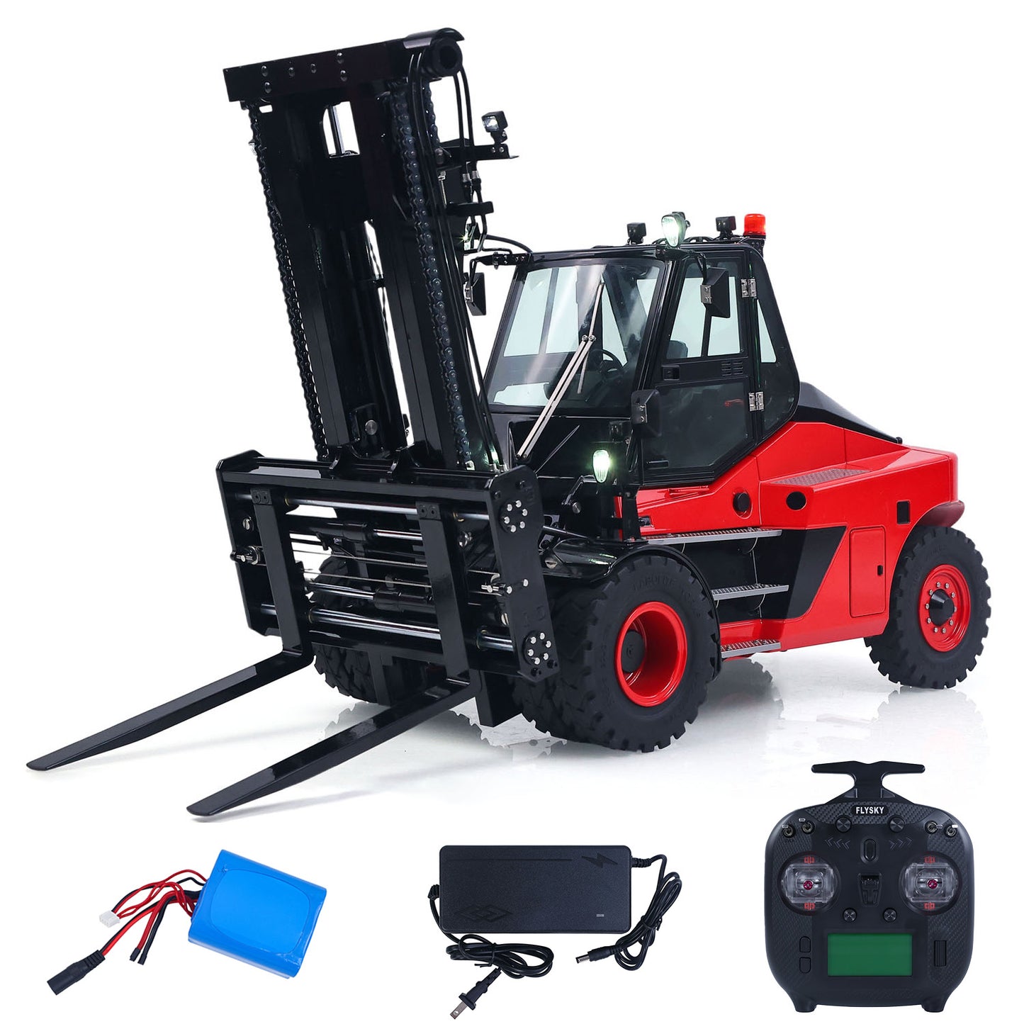 US Stock Kabolite K180-100 1/14 4X2 Remote Control Hydraulic Forklift 3-Way Vavles RTR Flysky ST8 Radio Controller Light Sound System