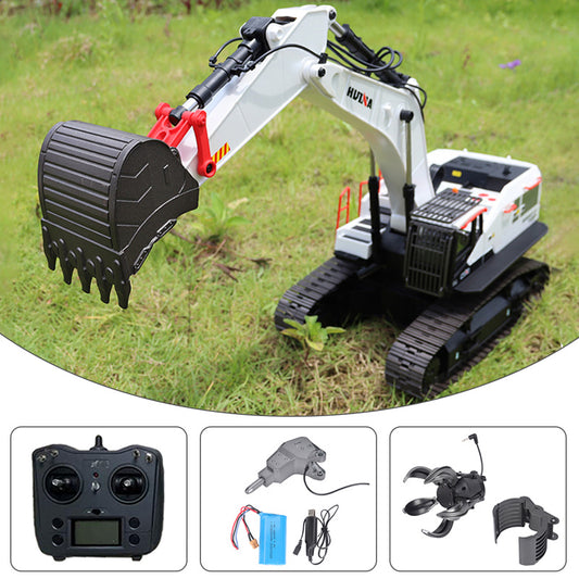 1/14 HUINA RC Metal Excavator Model Toys 1594 Radio Light Battery 22CH Sound Wooden Claw Ball Claw