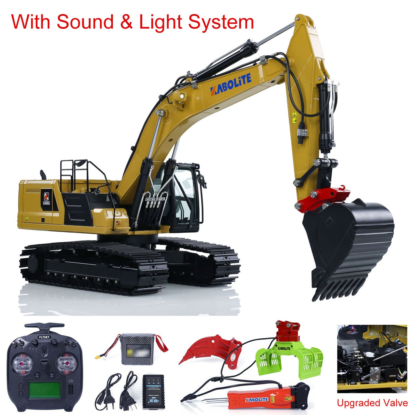 Pre-order Kabolite K961 100S PRO 1/18 RC Hydraulic Excavator Remote Control Digger Flysky ST8 Radio Electric Claw Hammer