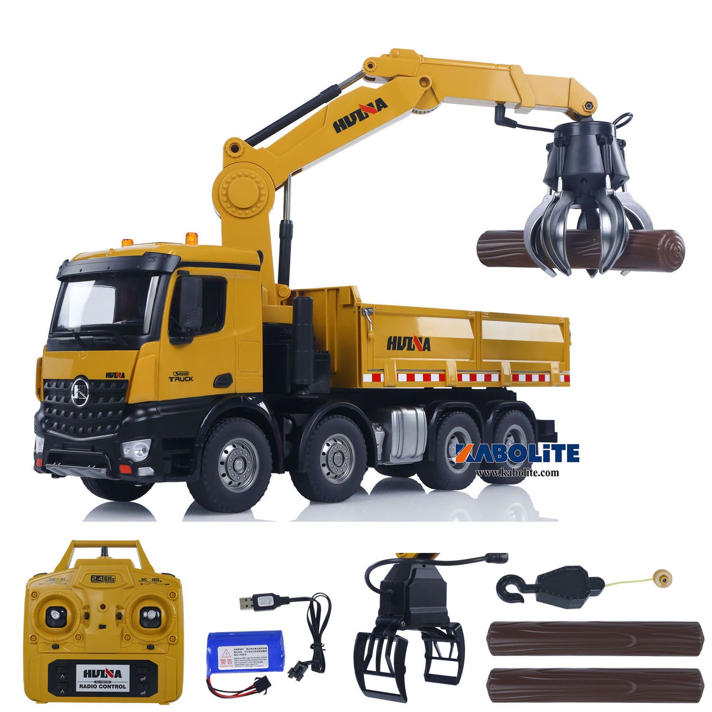 Fast Free Shipping for EU HUINA 1538 1/14 RC Timber Grab Dumper Truck with Light Sound 26CH 2.4G Radio Controller for Scale Machinery Enthusiasts
