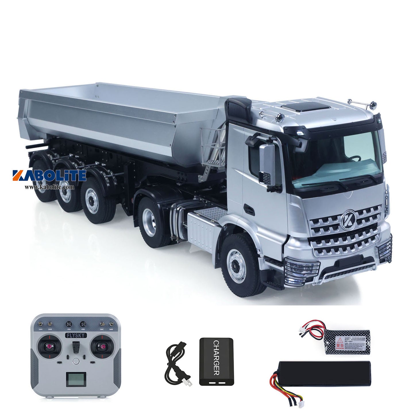 US Stock Kabolite 1/14 4X4 RC Tractor Truck 5801 3Axles Electric Lifting Dump Trailer 2 Speed Transmission Battery Light Sound System