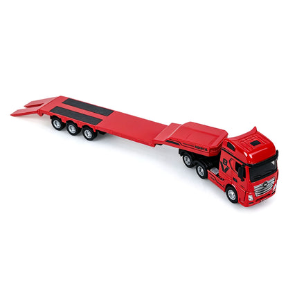 IN Stock Pre-order RTR HUINA 1/64 Remote Control Tractor Truck 9900 W/ 3Axle Plastic Semi Flatbed Trailer Lights Sound Effect Manual Support Legs