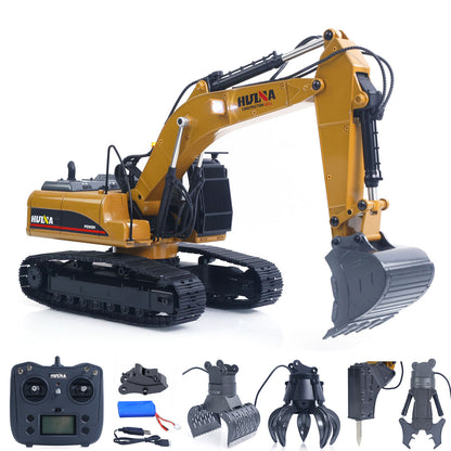 US Stock HUINA 580 1/14 Metal Excavator Model Engineering Vehicle Electric Ball Grabber 360 Rotating Shear Claw Sound Lights