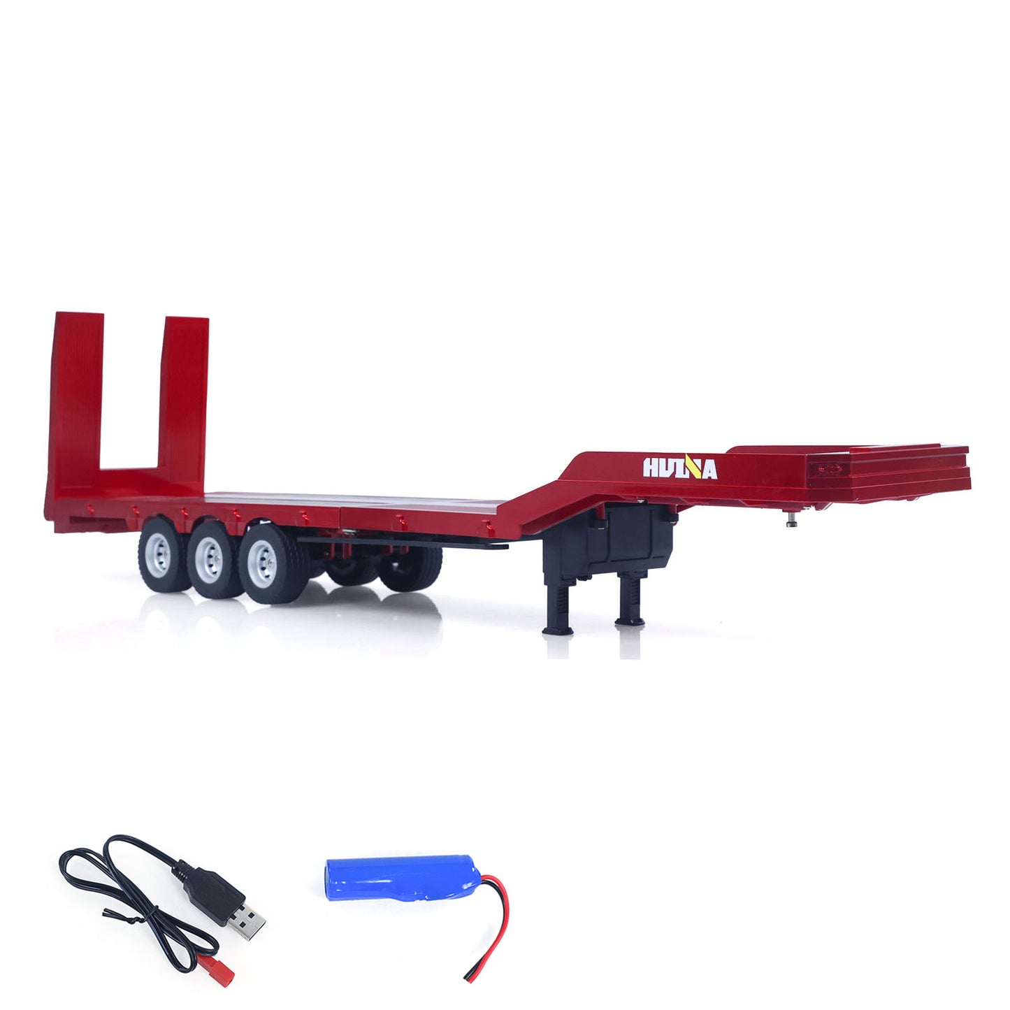 3 Axles Plastic Semi Trailer Flatbed 1502 for 1/18 Remote Control Tractor Truck HUINA 1501 RC Lorry Car Model Upgrade Parts