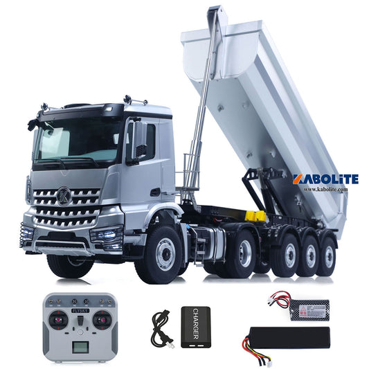 Kabolite 1/14 K5801 4X4 RC Tractor Truck 3Axles Electric Lifting Hopper Dump Trailer Sound and Light System Battery