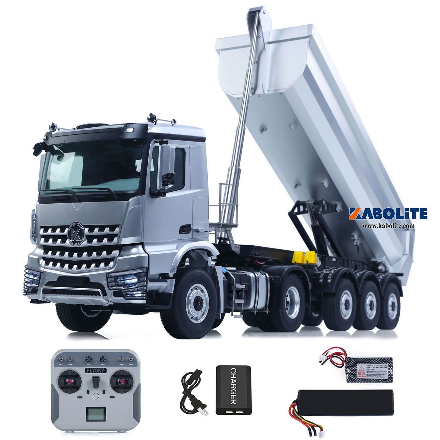 US Stock Kabolite 1/14 4X4 RC Tractor Truck 5801 3Axles Electric Lifting Dump Trailer 2 Speed Transmission Battery Light Sound System
