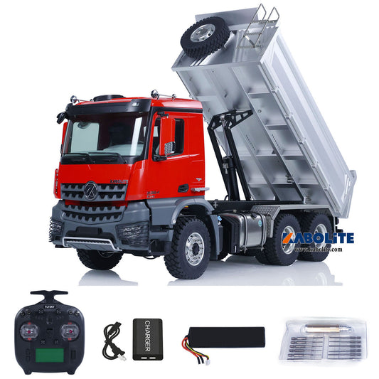 Kabolite K3364 1/14 6x6 Metal Hydraulic RC Dump Truck with FS ST8 Radio Controller Differential Lock 2 Speed Transmission Light Sound