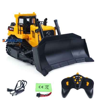 IN Stock HUINA 1554 1/16 Electric Remote Control Bulldozer with Metal Ripper Light Sound Effect for Construction Vehicle Hobbyists