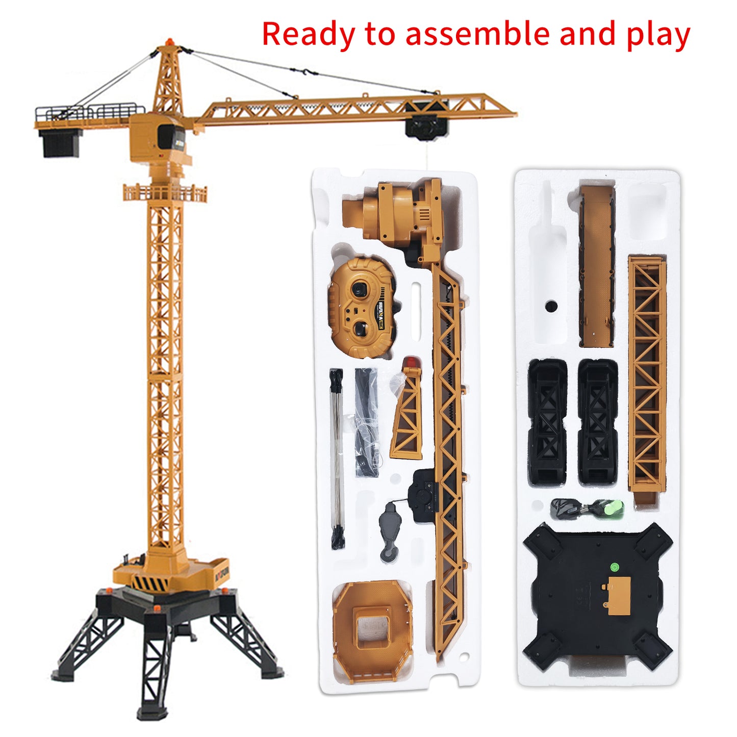 US Stock HUINA Toys 1/14 585 12CH RC Lifting Tower Crane 2.4G Radio System 7.4V Battery Lights USB Charging Cable Unassembled Model
