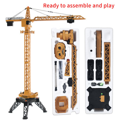 US Stock HUINA Toys 1/14 585 12CH RC Lifting Tower Crane 2.4G Radio System 7.4V Battery Lights USB Charging Cable Unassembled Model